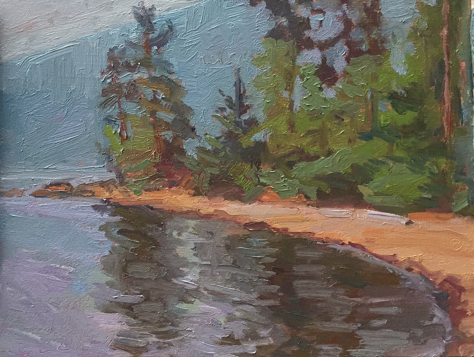 Smoky Sugar Lake, oil on birch panel
