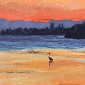 Egret at sunset
