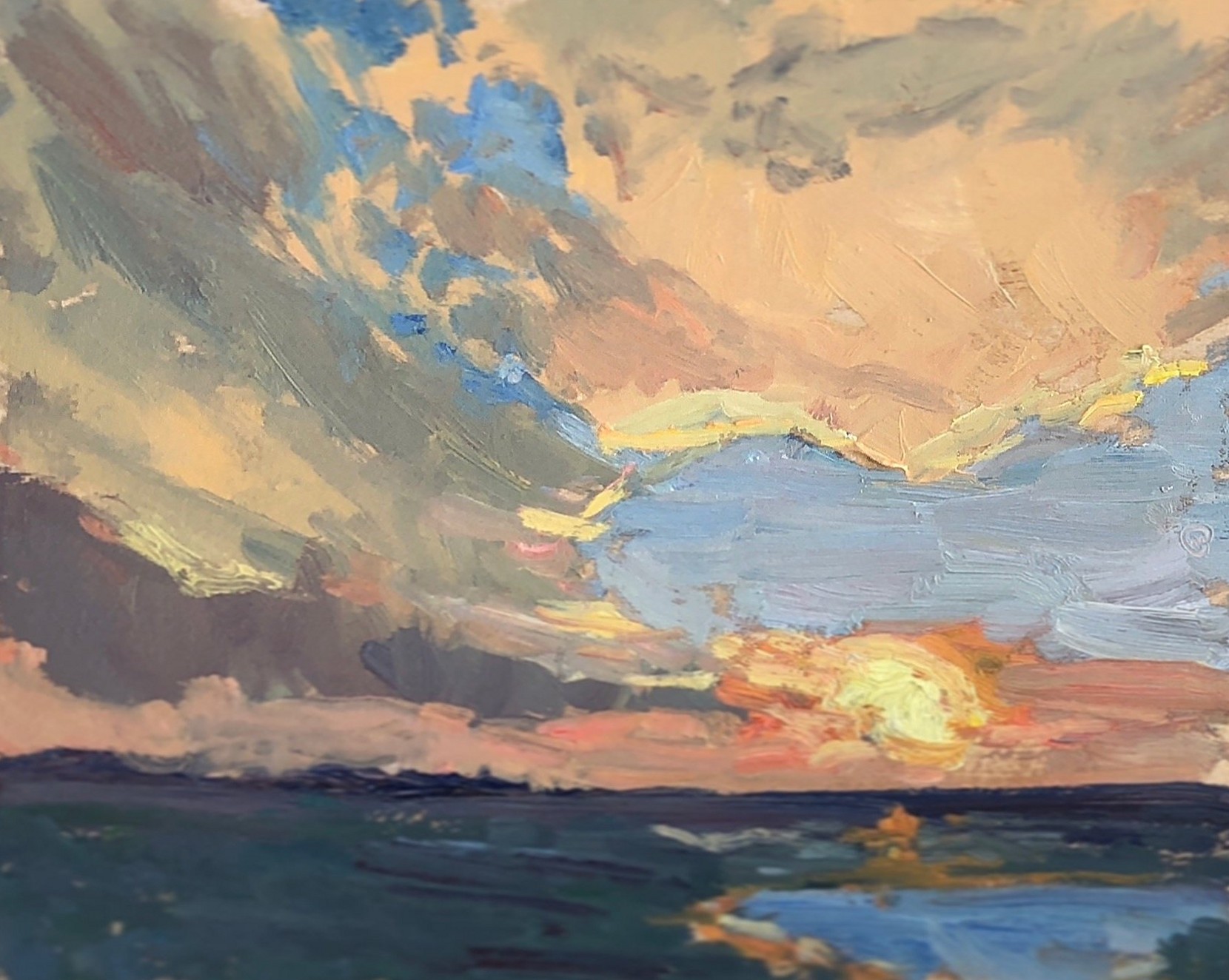 Sunrise Clouds 1.22.18 I, oil on birch panel