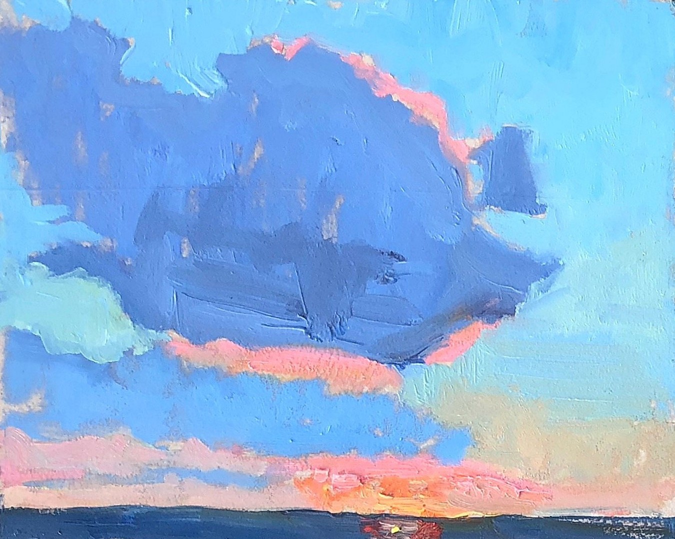 Sunrise Cloud studies 1.11.18 I, oil on birch panel