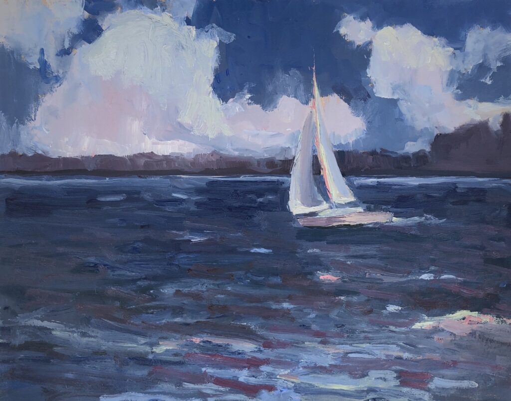 Sailboat at St. Pete’s, original oil painting
