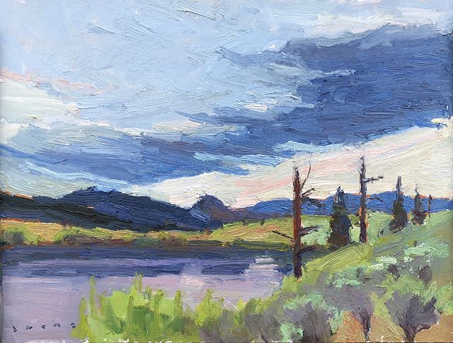 Barnes Lake . . . #pleinair #studio #pochade #art #impresssionism #postimpressionism #painting #oilpainting #landscapepainting #pleinairpainting #pleinairmag #plein_air_life #britishcolumbia #instaart #beautifulbc
