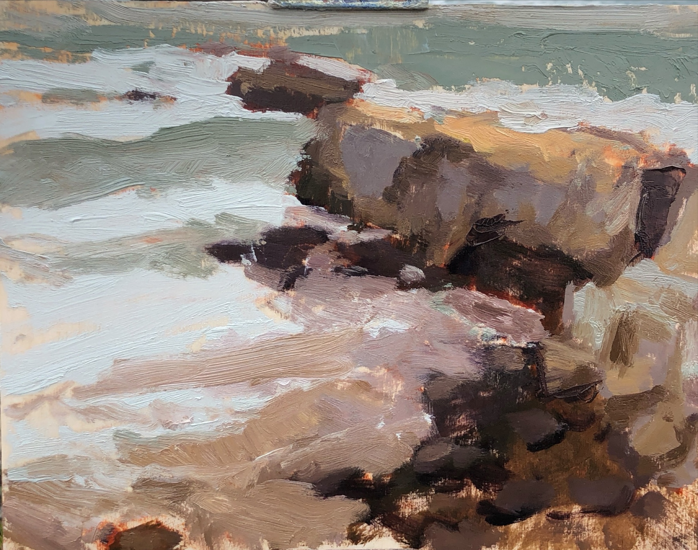 Pescadero Rocks, oil on birch panel