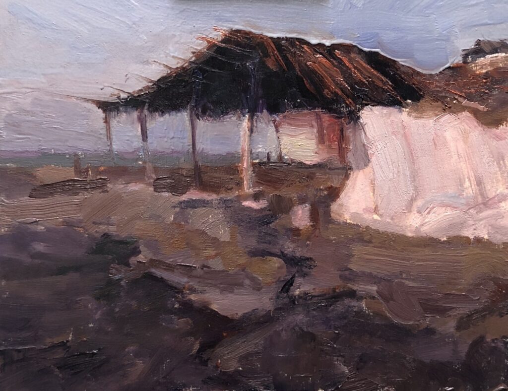 Evening light on Mariscos, original oil painting