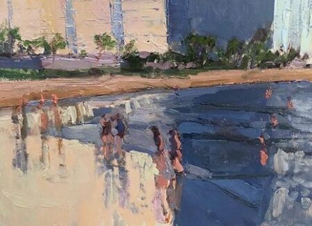 People walking along the shore in Cerritos