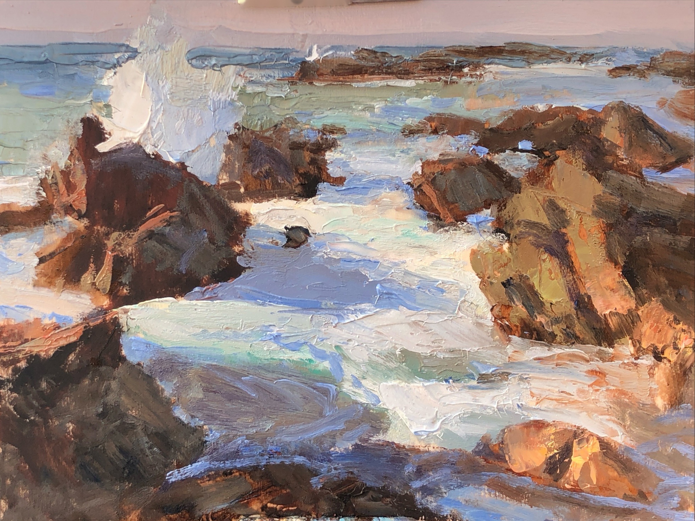 Tidal Waters at Cerritos, oil on birch panel