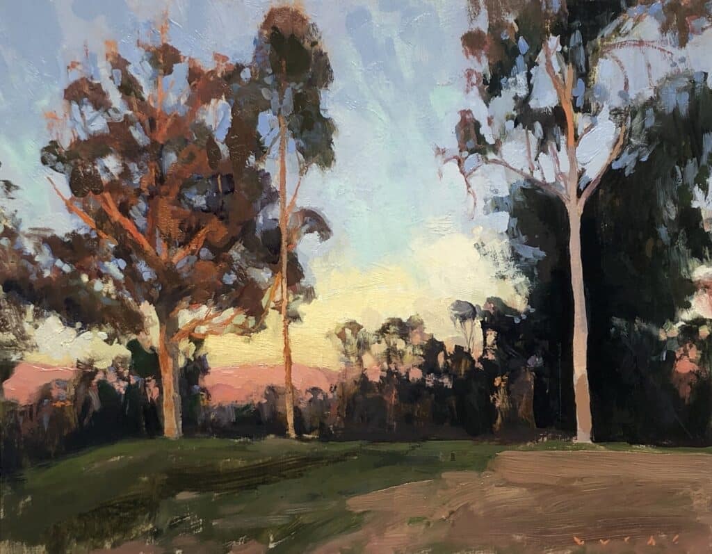 Elysian Park Sunset, original oil painting