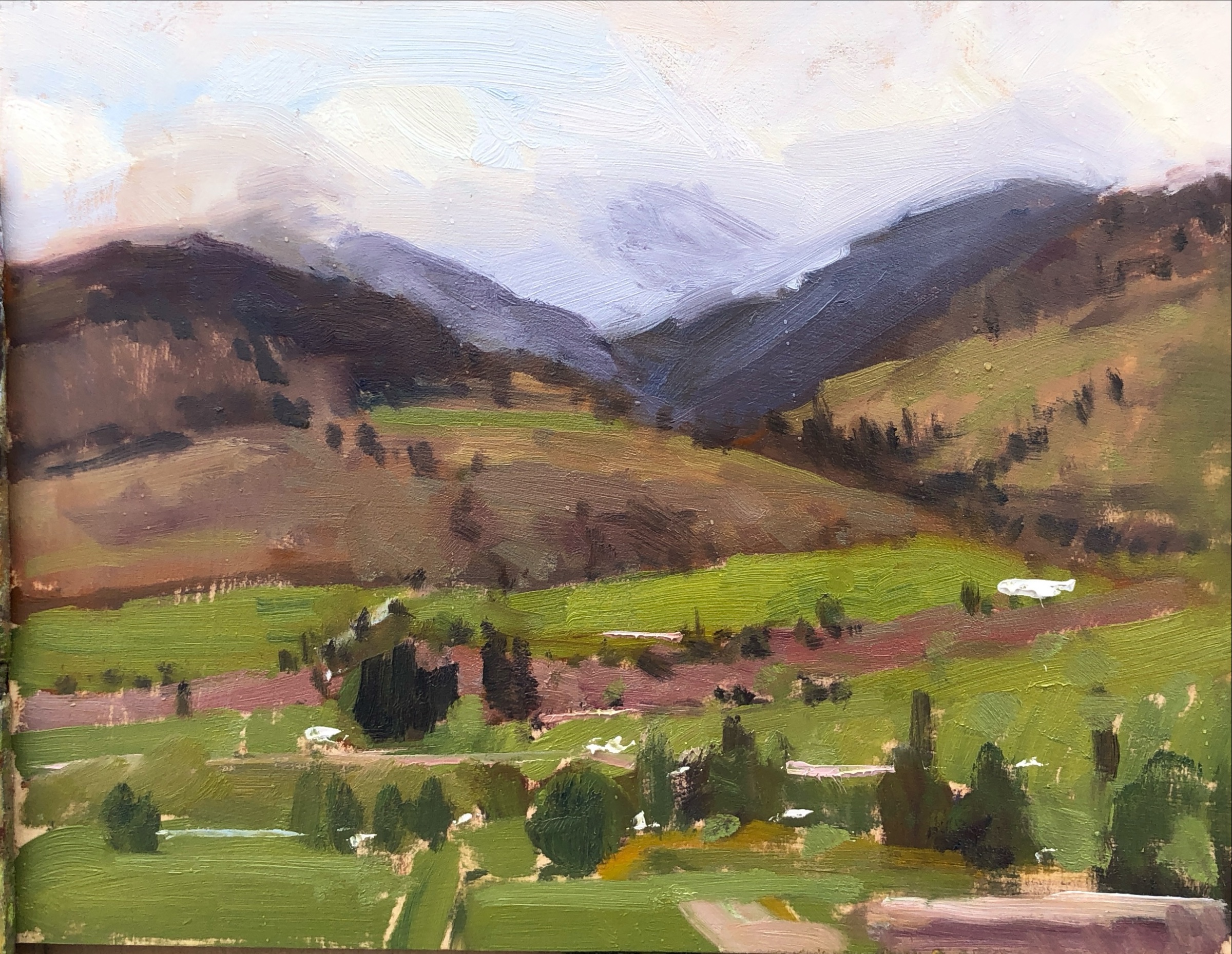 Ryegrass Rd., oil on birch panel