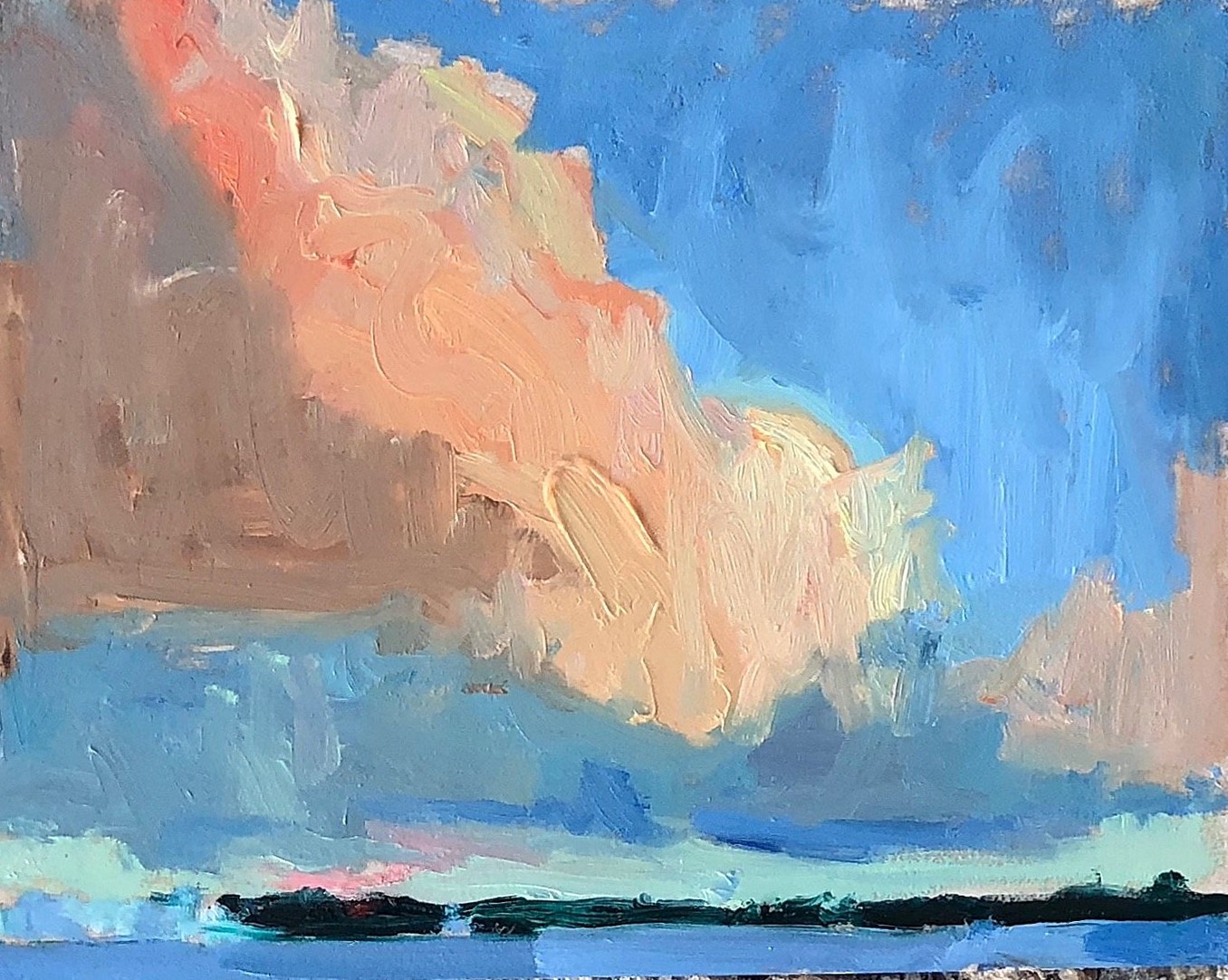 Sunrise Cloud studies 1.11.18 II, oil on birch panel