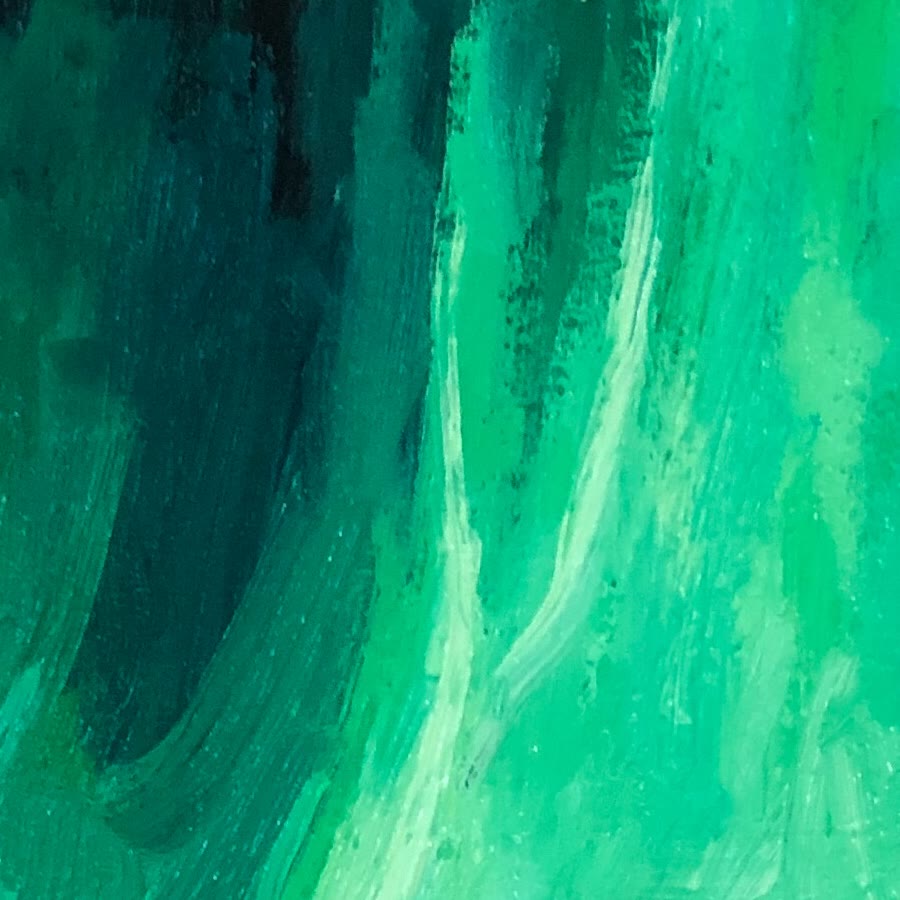 Close-up of the brushstrokes in Northern Lights over Cowichan Bay