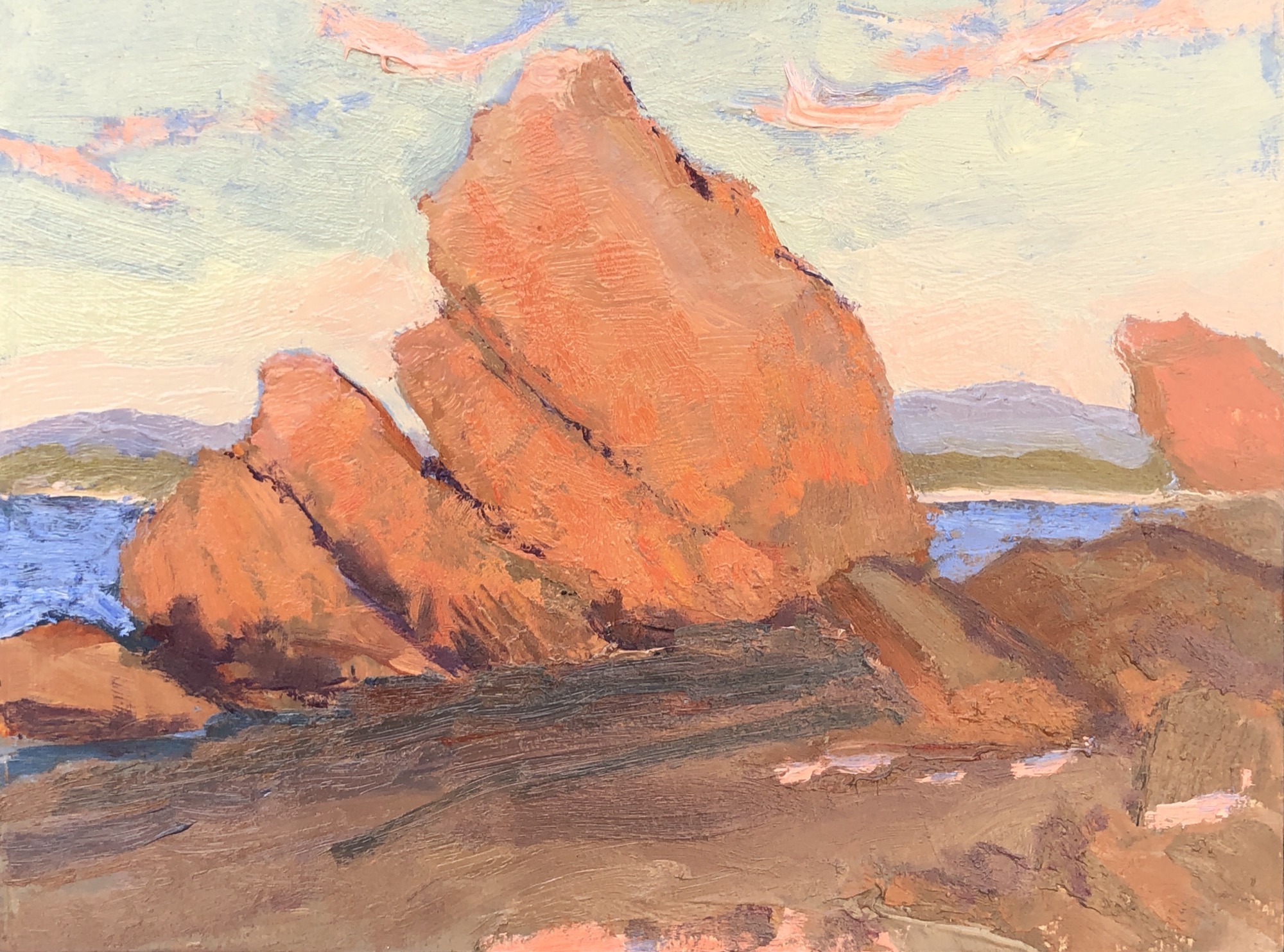 Tidal Rocks at Cerritos, the sketch, 12 × 9 inches