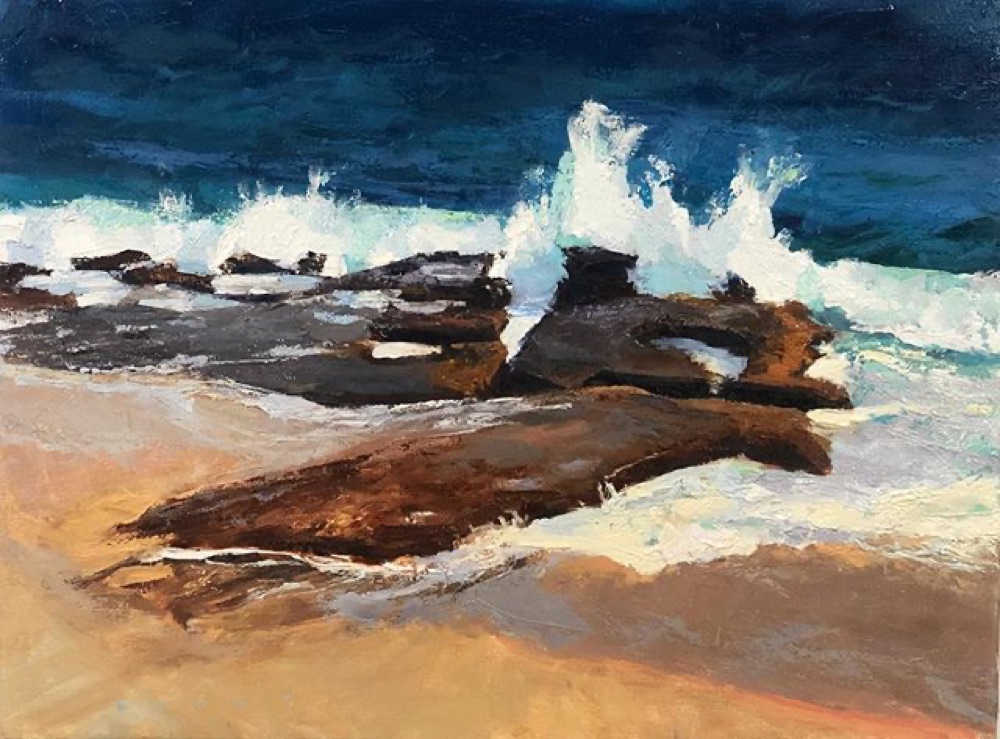 Waves crashing near San Bernabe, Baja, framed