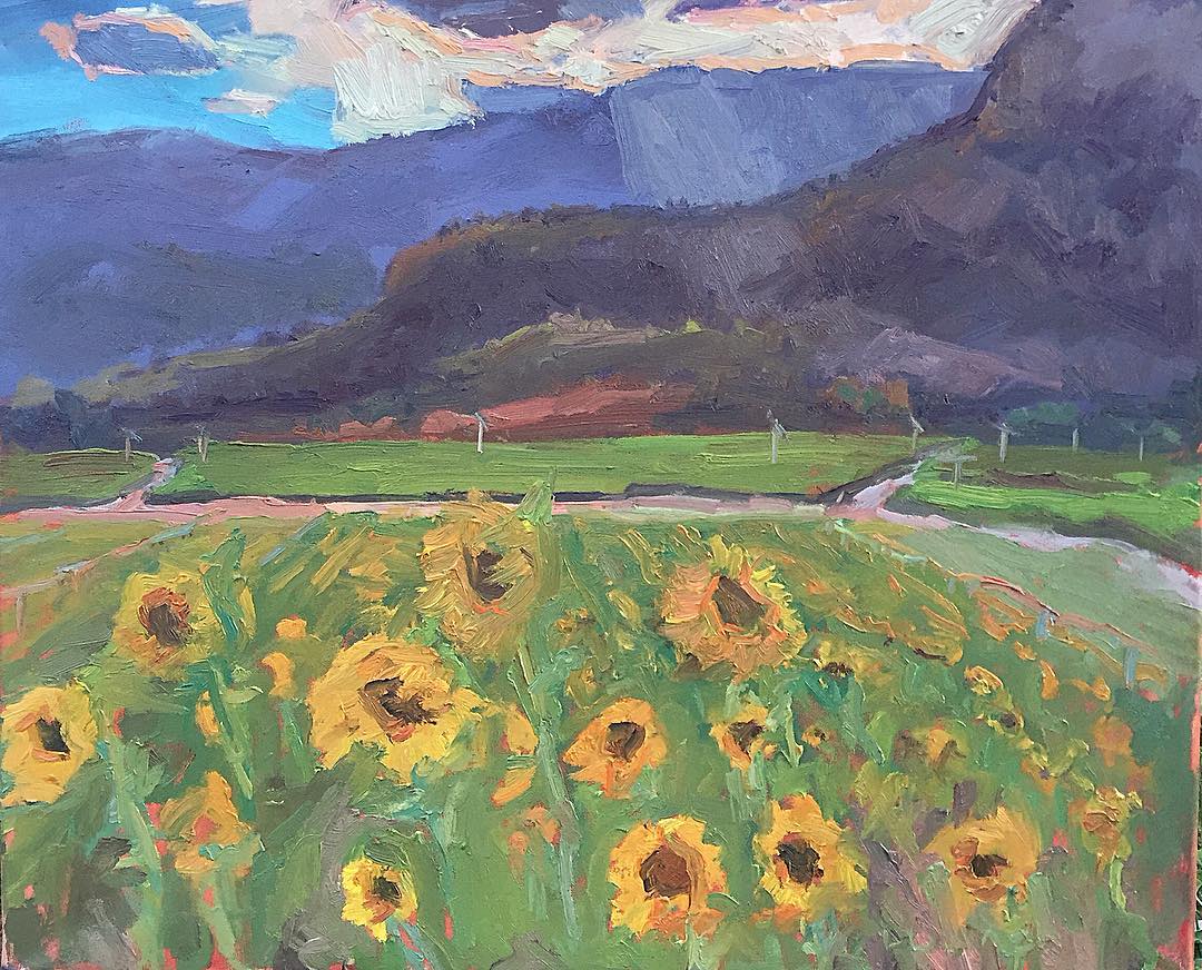 Sunflower Field, the finished 24 by 30 inch painting