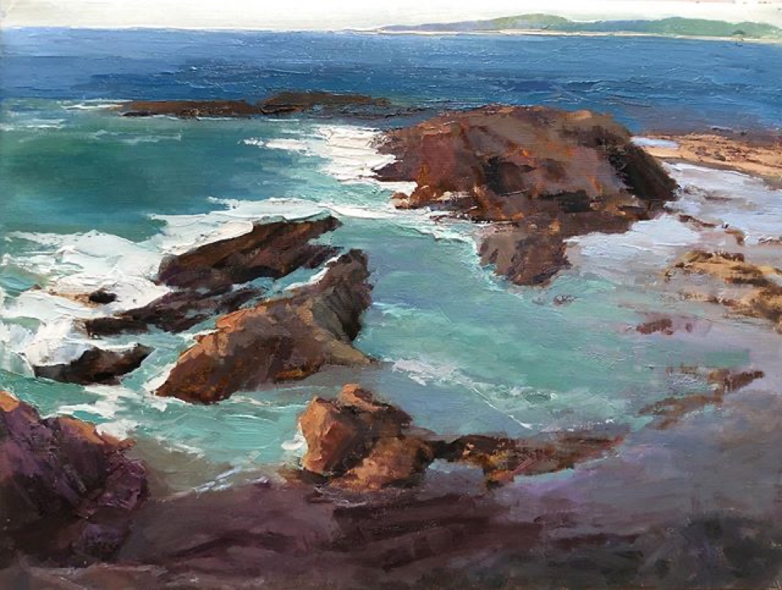 Tidal Rocks at Cerritos, the bigger painting, 24 × 18 inches