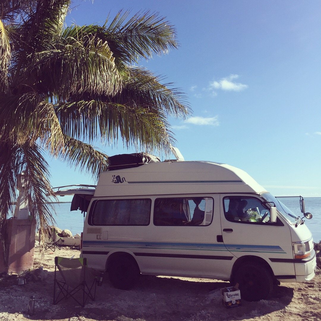 The van under a palm tree at Big Coppitt Key